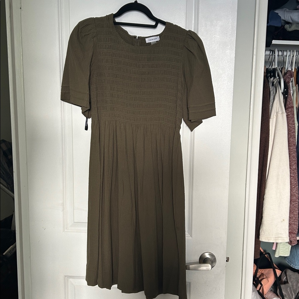 Calvin Klein Khaki Textured Dress